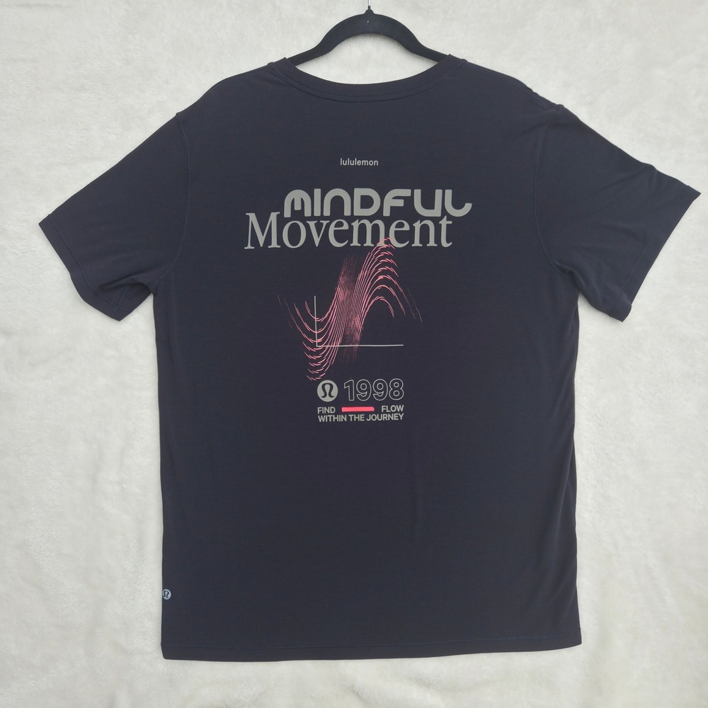 Lululemon Mindful Movement Graphic Tee 1998 Black Women Size 10 Black Excellent